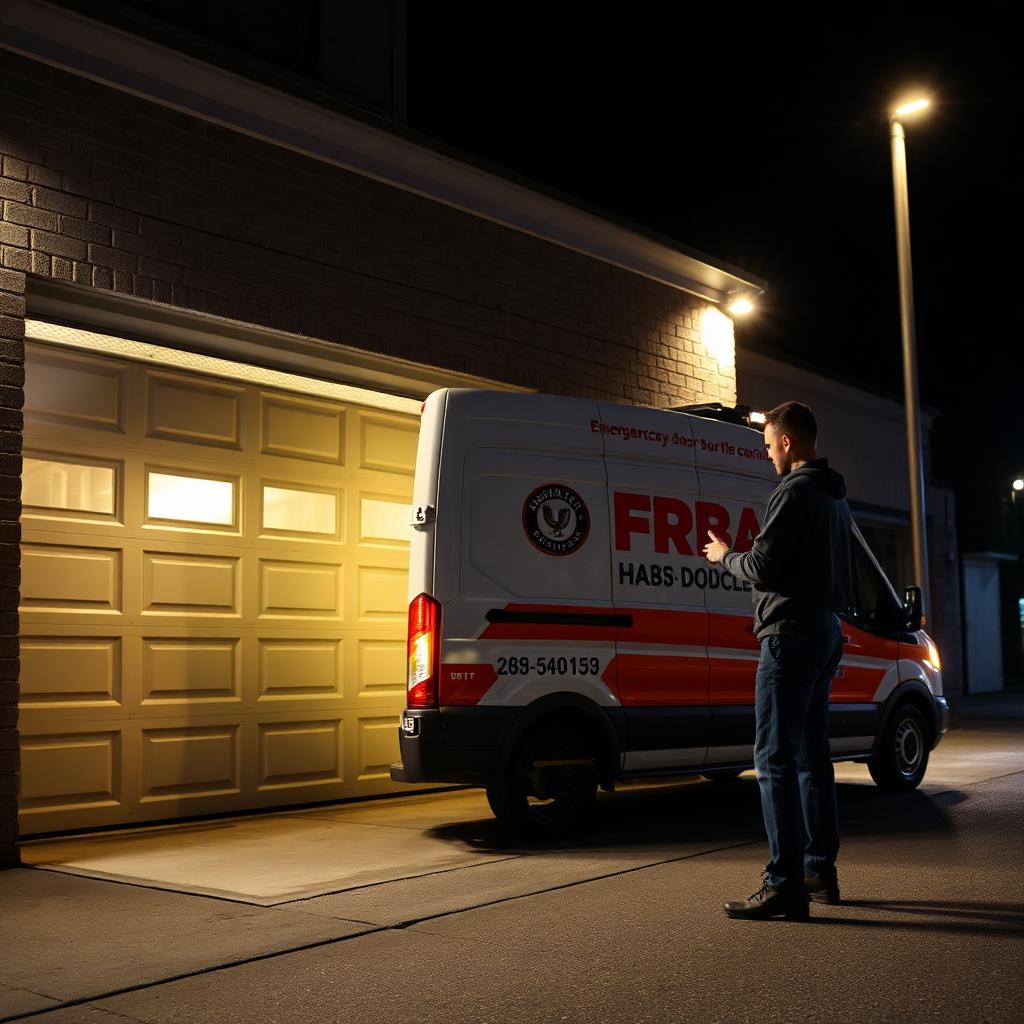 Emergency garage door service in Marshville NC - professional technician at work